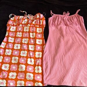 Pink Floral-Accent Mini Dress | Unbranded